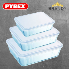 Pyrex Cook & Freeze Borosilicate Glass Container Set 0.8/1.5/2.6 L