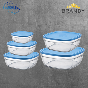 Duralex Freshbox Set 5 Square Food Containers Blue