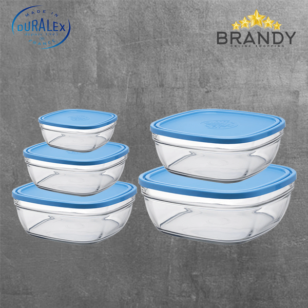 Duralex Freshbox Set 5 Square Food Containers Blue