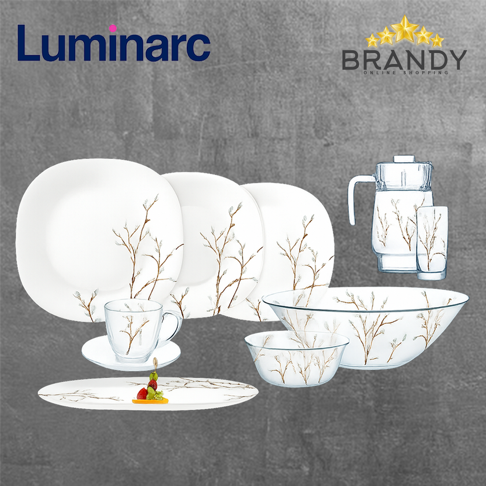 Hana White Dinner Set 46pcs Glass Tableware Set