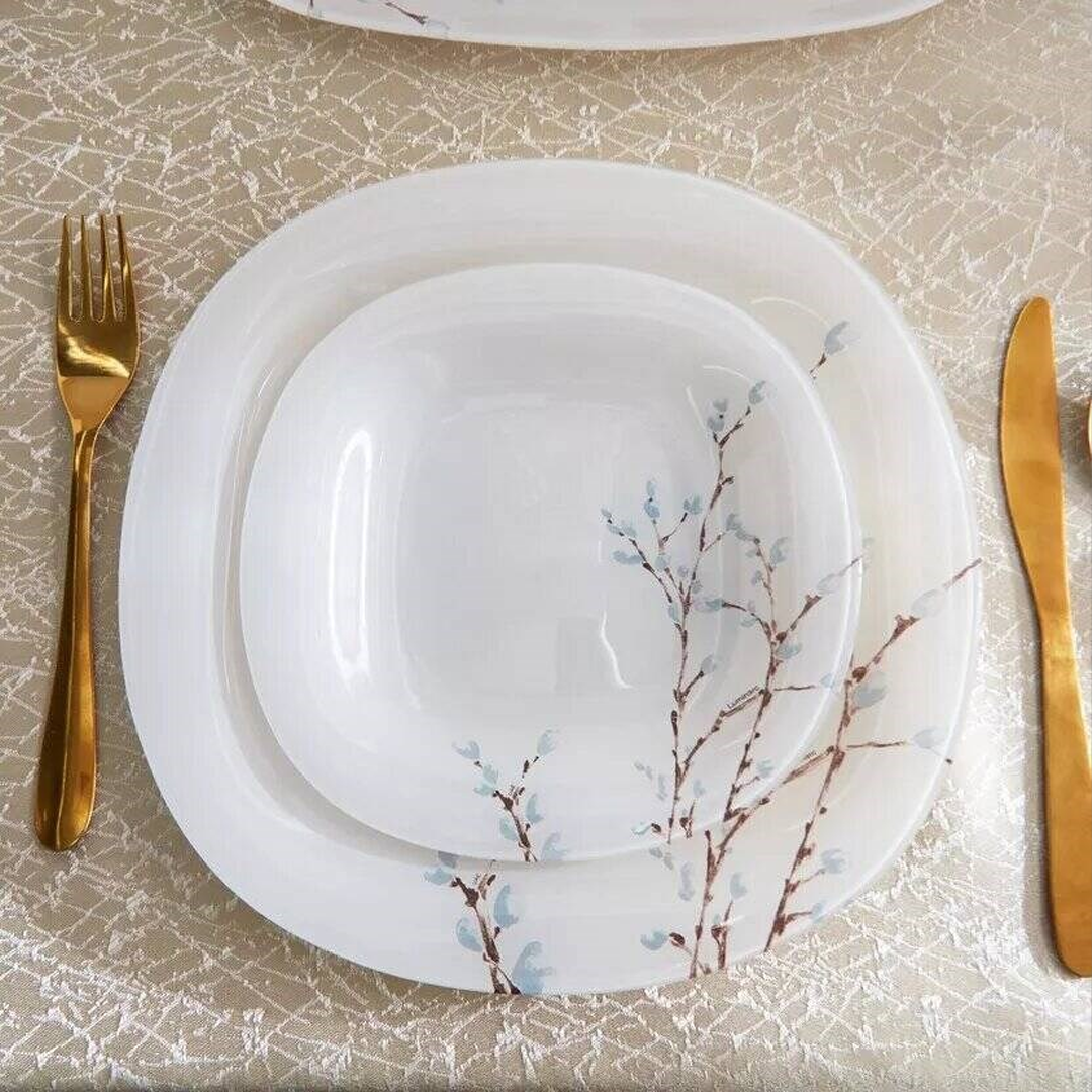 Hana White Dinner Set 46pcs Glass Tableware Set