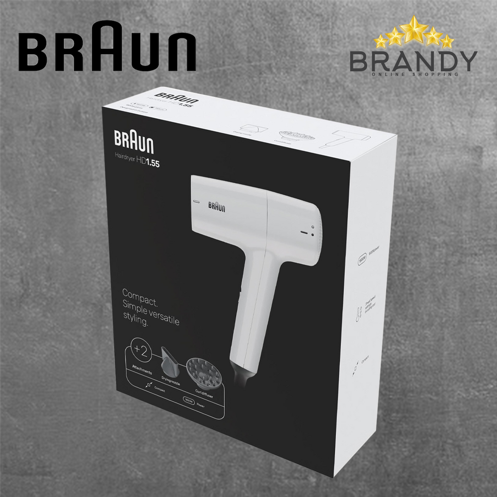 Braun HD155 Hair Dryer 1800W 2-Speed with Concentrator & Diffuser