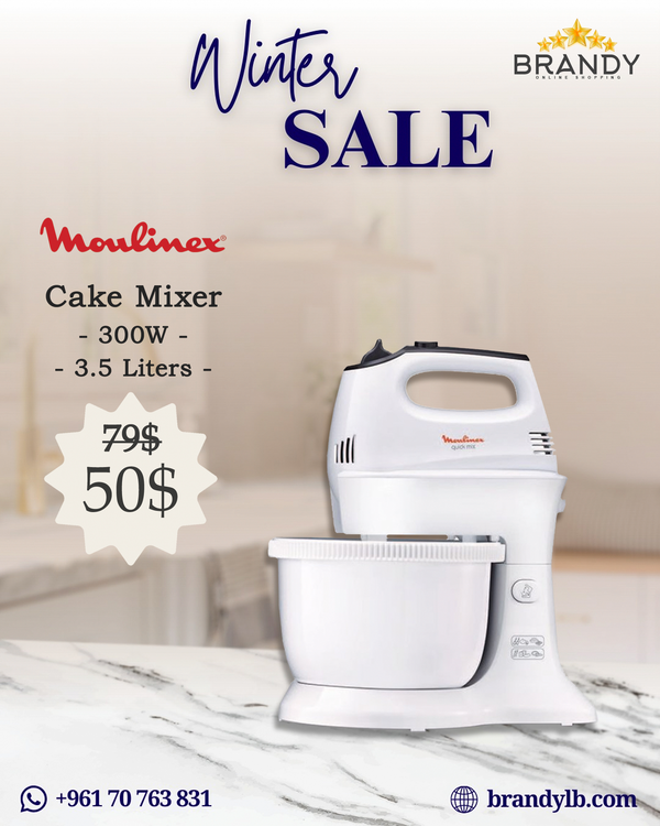 Moulinex Cake Mixer HM311127 with 5 Speeds and 3.5L Capacity