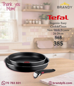 Tefal Ingenio Easy Cook & Clean Frypan Set 24 & 28 cm 3-Piece Black L1539143