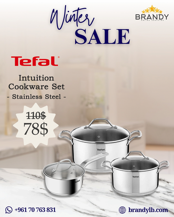 Tefal Intuition 6-Piece Stainless Steel Cookware Set