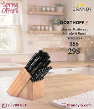 Dosthoff 14-Piece Knife Set with Rubberwood Block