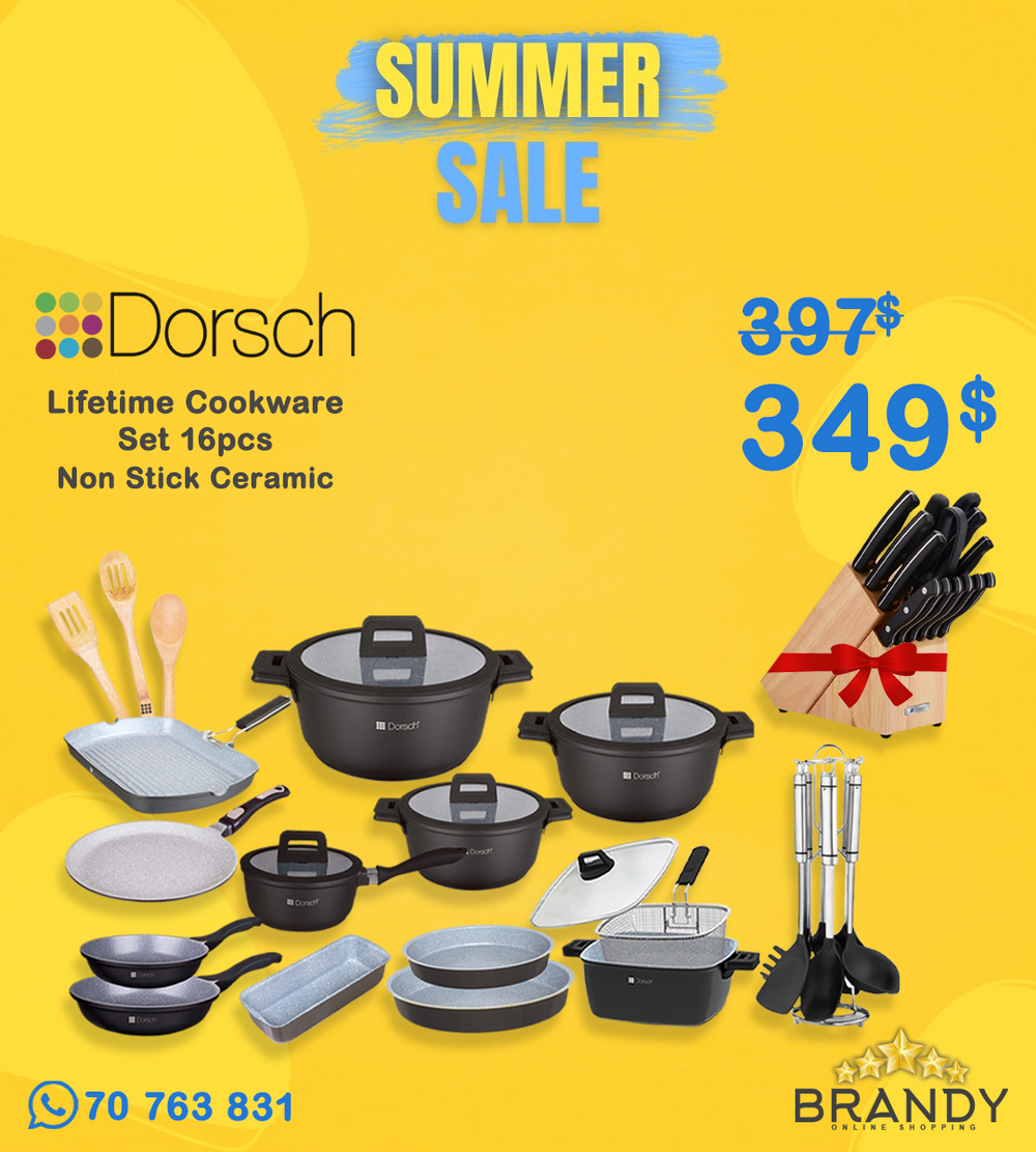Dorsch Lifetime Granite Cookware Set 16pcs + Free Knife Set 14pcs