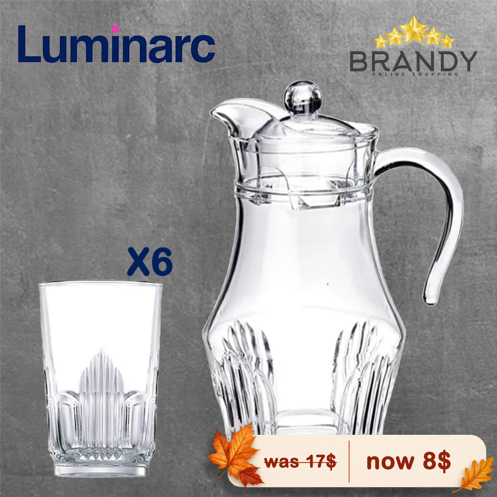 Luminarc Orient X1025 7-Piece Glass Jug and Tumbler Set 1.8L 270ml