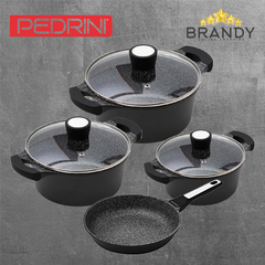 Pedrini Magma Stone 4-Piece Cookware Set 7-Layer PFOA-Free
