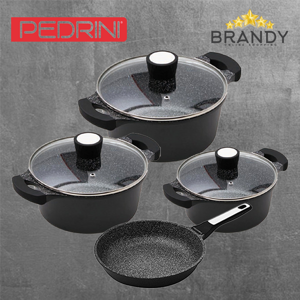 Pedrini Magma Stone 4-Piece Cookware Set 7-Layer PFOA-Free
