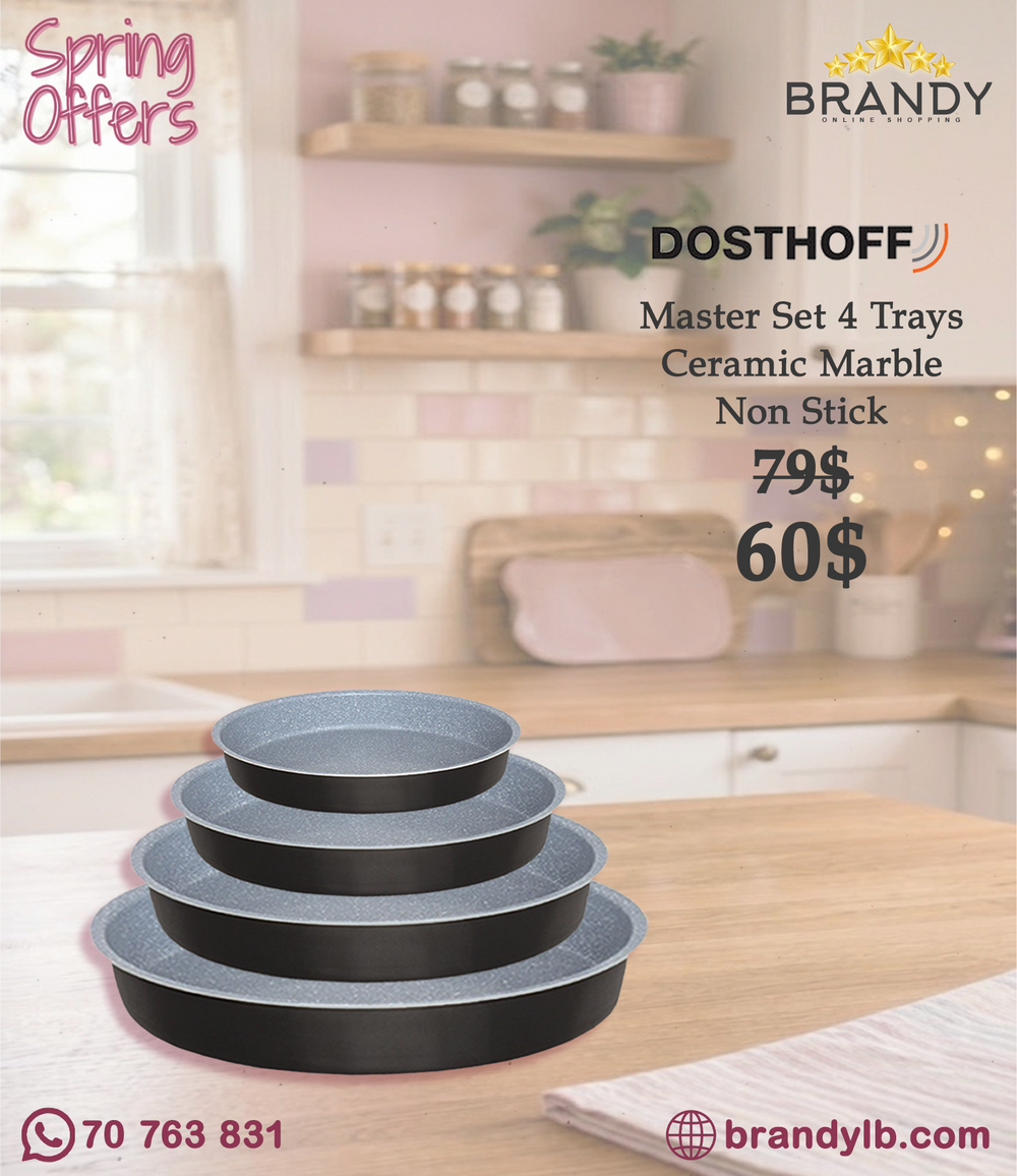 Dosthoff Granite Round Oven Tray Set 4pcs 24 28 32 36cm Non-Stick