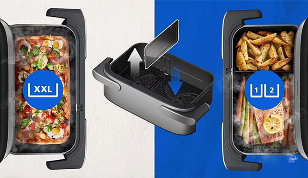 Philips 5000 Series Megabasket Airfryer with Steam NA565 9.5 Liters Silver
