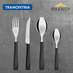 Tramontina New Kolor 48-Piece Cutlery Set Black Handle