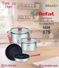 Tefal Opti'Space G720S604 6-Piece Stainless Steel Cookware Set Stackable