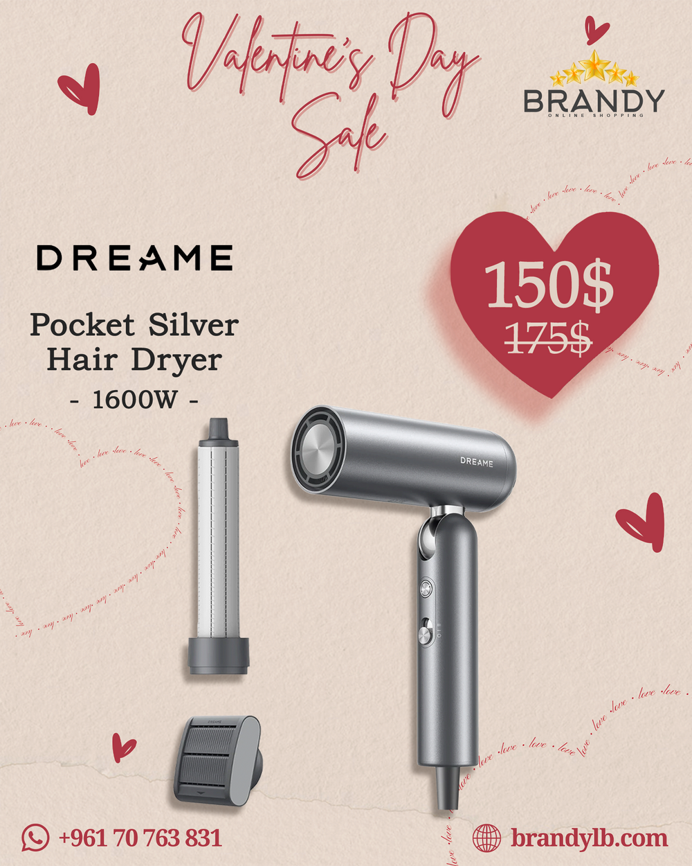 Pocket Grey Hair Dryer - 1600W