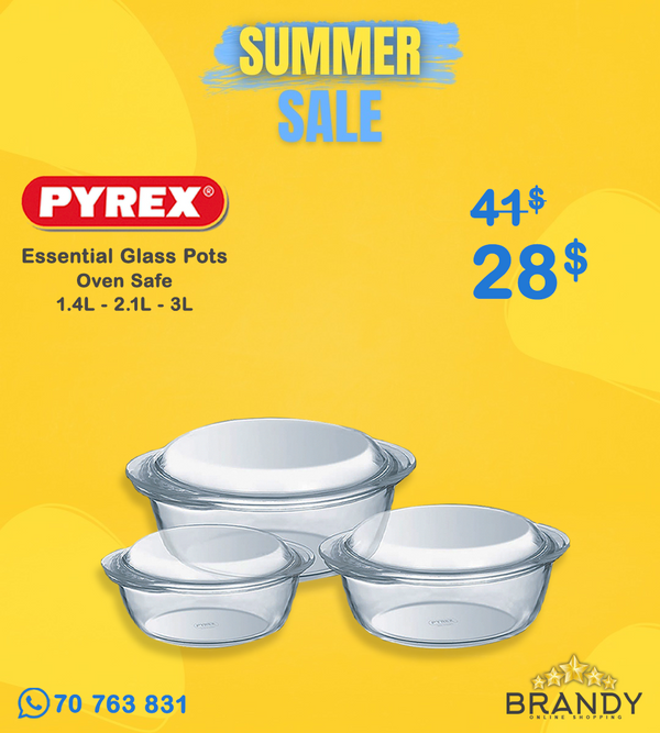 Pyrex Essentials 3-Piece Round Casserole Set 1.4L 2.1L 3.0L