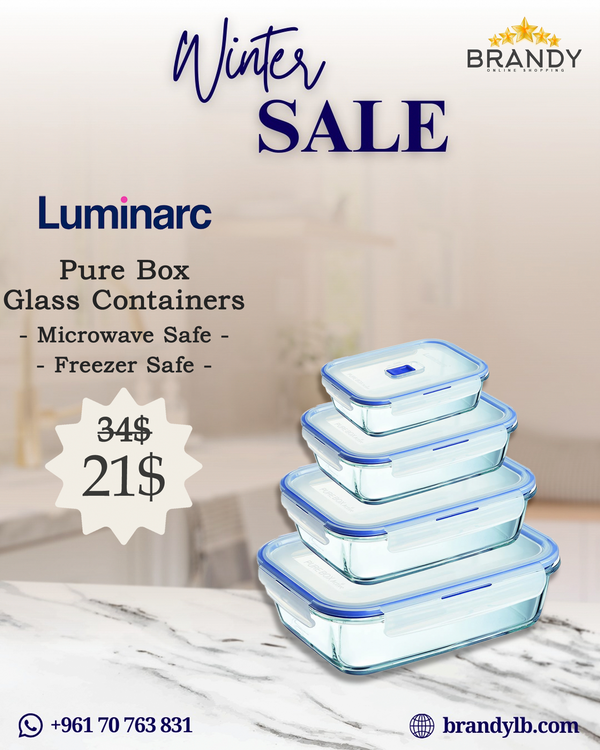 Pure Box Set 4 Rectangular Food Containers Blue