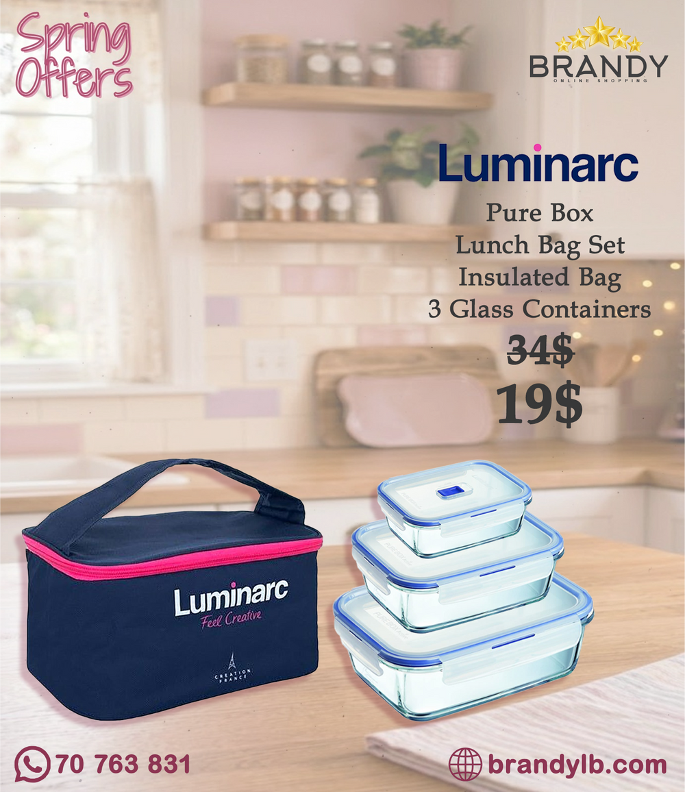 Luminarc Pure Box Active P4129 Lunch Set Tempered Glass with Insulated Bag