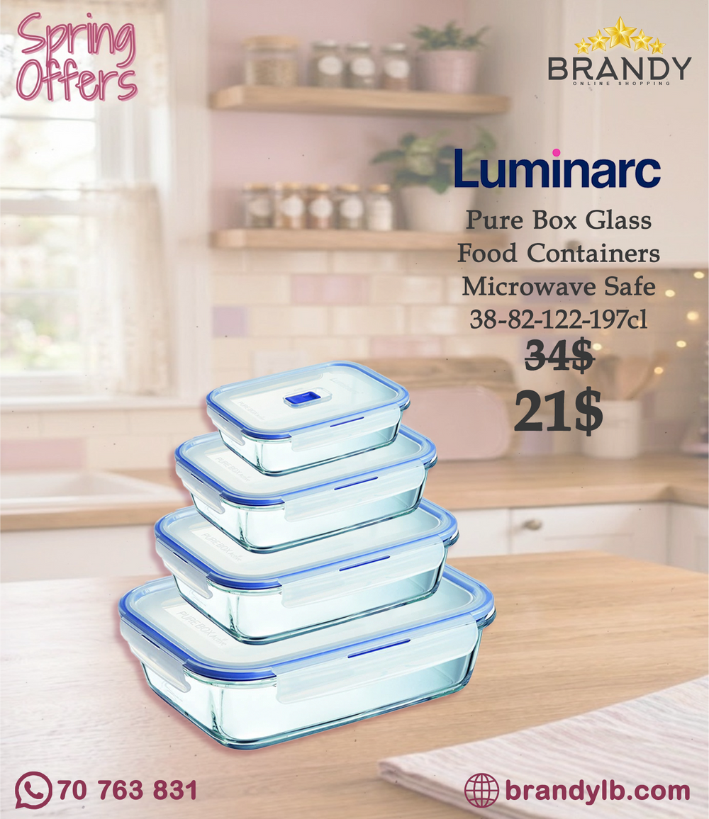 Luminarc Pure Box Active 4-Piece Rectangular Glass Storage Set Blue