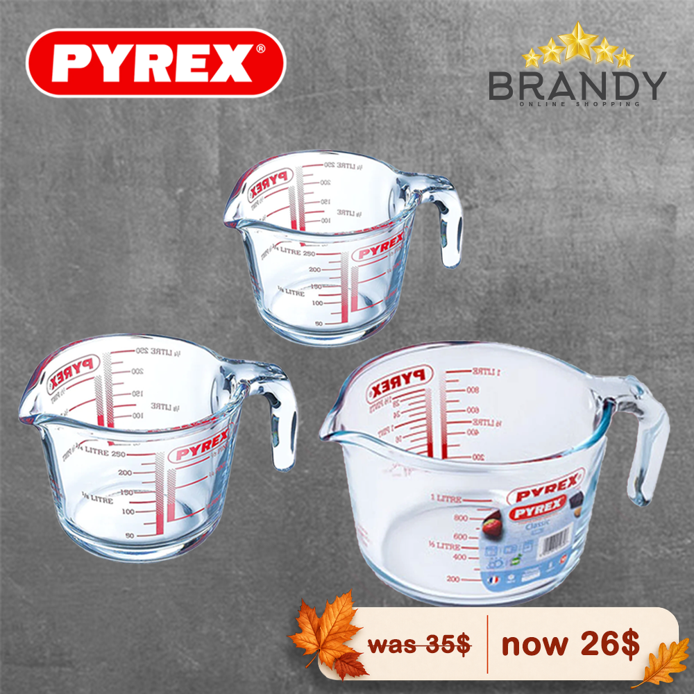 Pyrex Classic Measuring Jug Set 0.25 L, 0.5 L, 1.0 L Borosilicate Glass