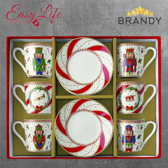 Easy Life Nutcracker Twist 6-Piece Espresso Cups and Saucers 100 ml