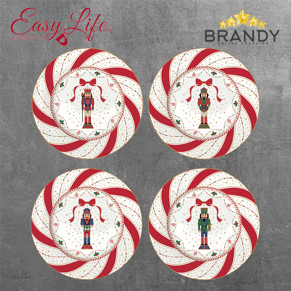 Easy Life Nutcracker Twist Set of 4 Porcelain Dessert Plates 19 cm