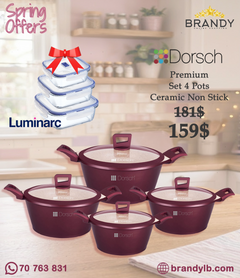 Dorsch DH-05492 Ceramic Casserole Set 4 Pots 20/24/28/32 cm