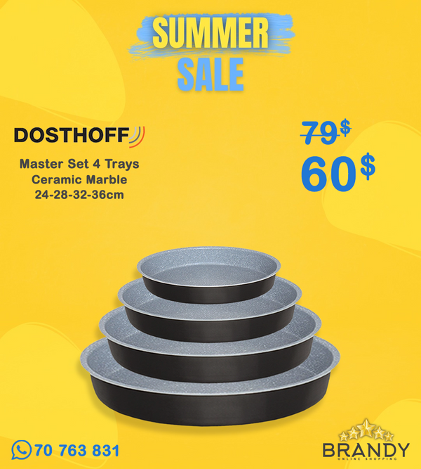 Dosthoff Granite Round Oven Tray Set 4pcs 24 28 32 36cm Non-Stick