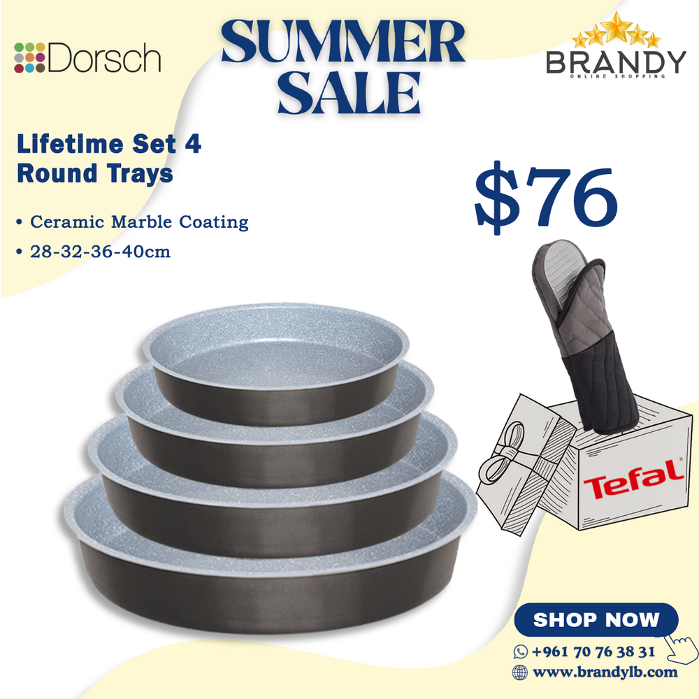 Lifetime Round Oven Trays Set 4pcs + Free Tefal Glove