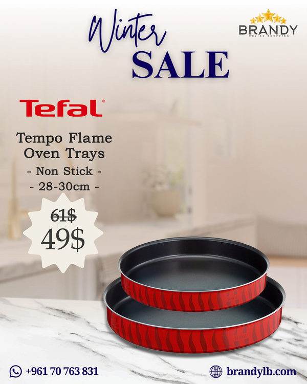 Tempo Flame Set 2 Round Trays, Non-Stick