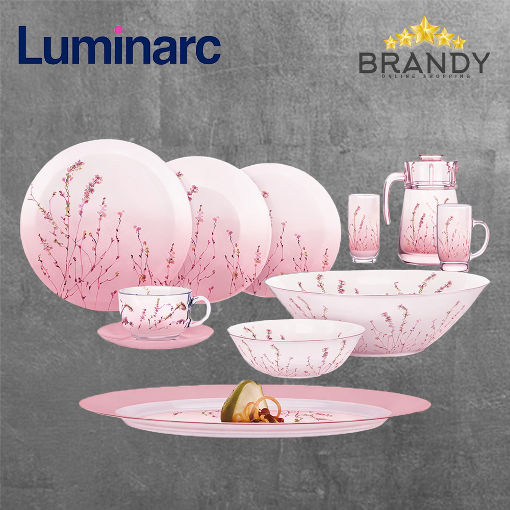 Trompette Dinner Set 46pcs Elegant Floral Glass Tableware Set