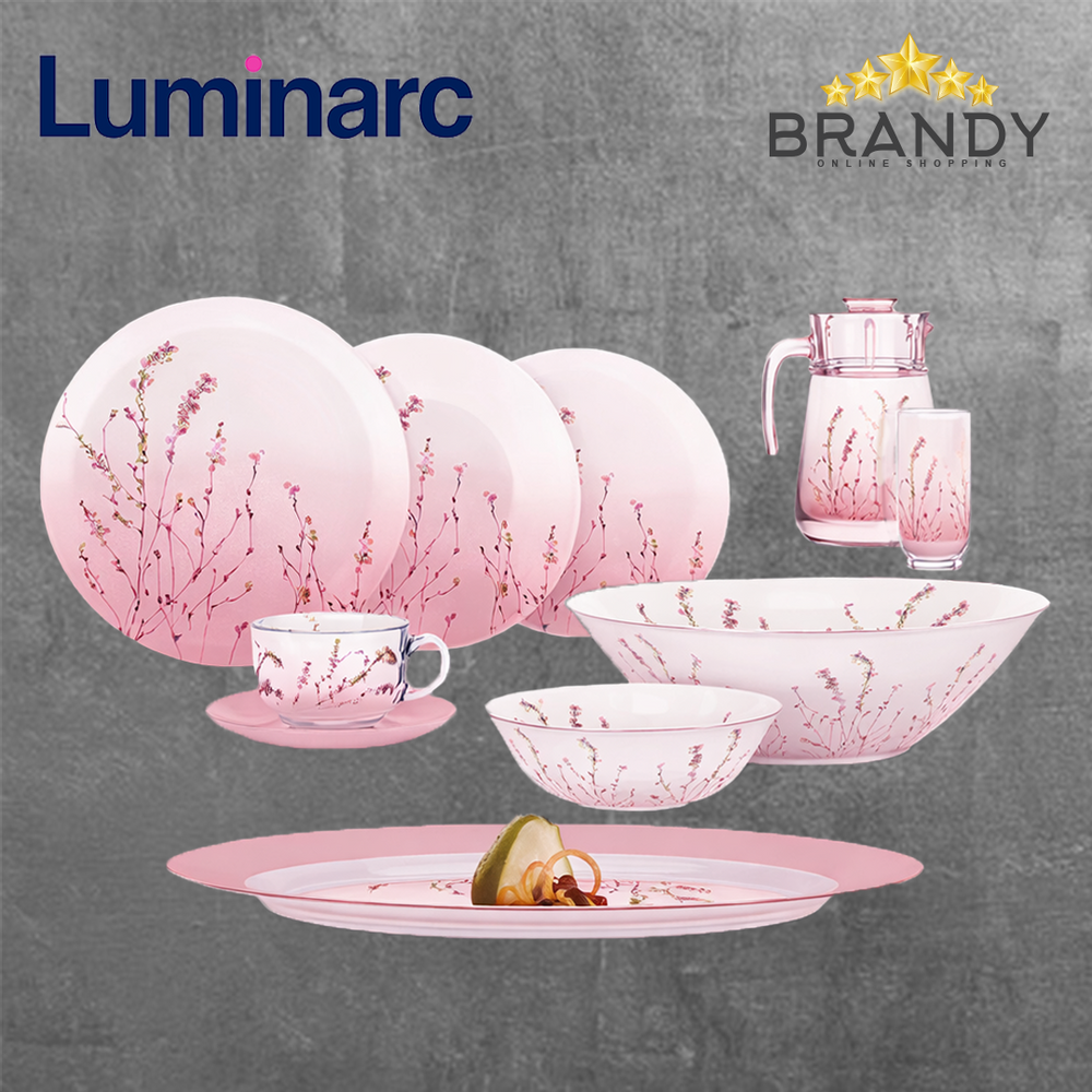 Luminarc Trompette N2142 46-Piece Dinner Set Pink Floral