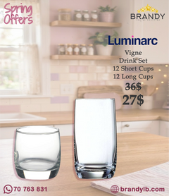 Luminarc Vigne Glass Tumblers 32cl & 35cl Set 24pcs