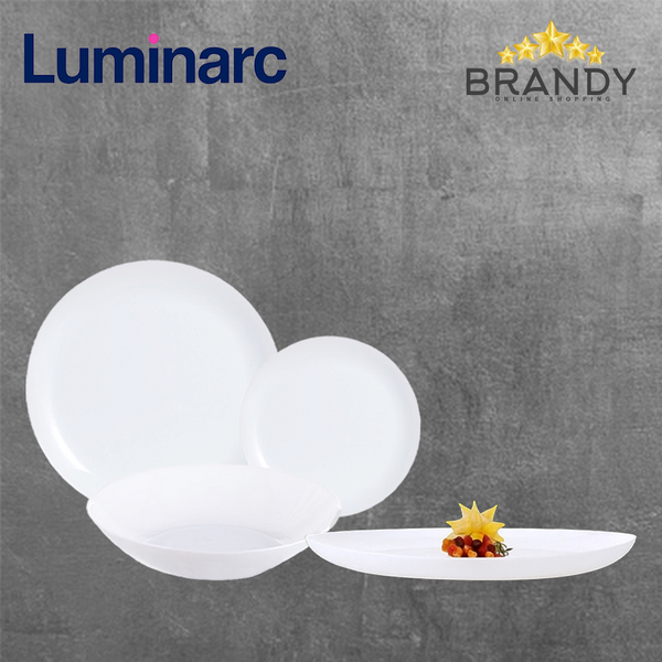 Luminarc Diwali White 19-Piece Opal Glass Dinner Set with Oval Plate